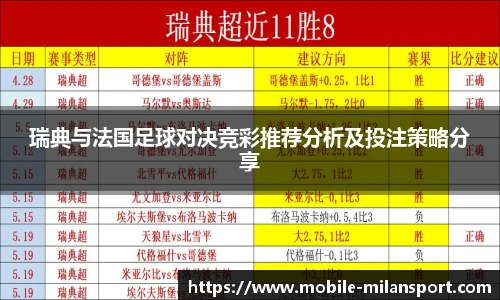 瑞典与法国足球对决竞彩推荐分析及投注策略分享